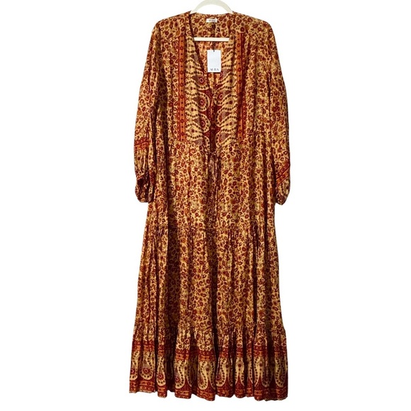 Aura Balloon Sleeve Print Multicolor Fall Floral Maxi Dress Size 3X NEW - Picture 10 of 10